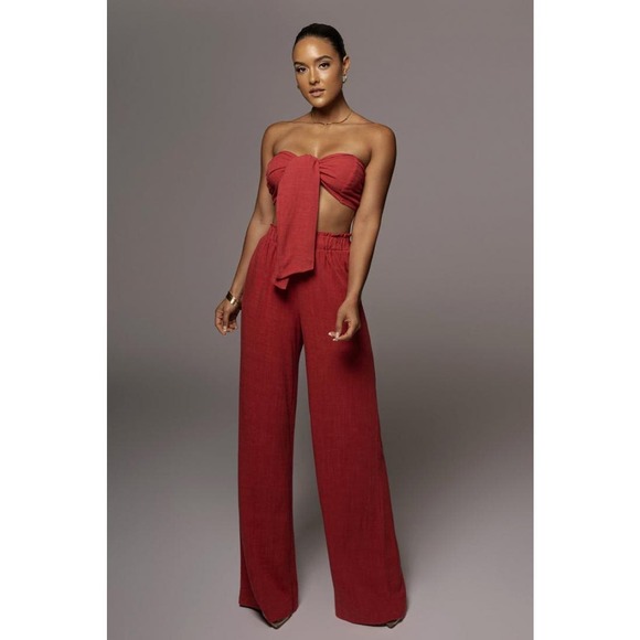 NWOT JLUXLABEL Womens Red More Love Linen Size‎ Small - Picture 1 of 5